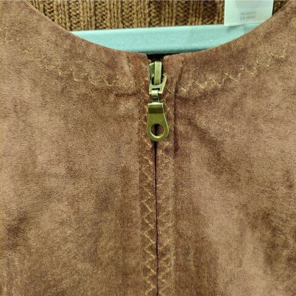 EMMA JAMES Suede sweater Jacket Womens L Zip Brown career office retro classic - Picture 7 of 10